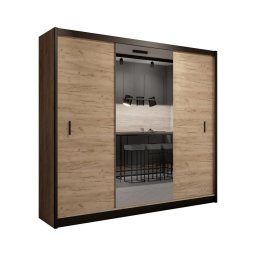 Dulap MIRO 250x215 cm cu oglindă, stejar craft/negru
