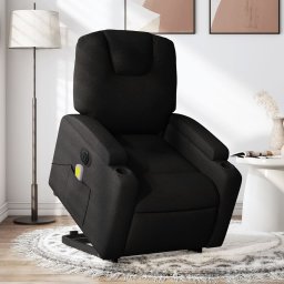 Fotoliu electric de masaj rabatabil cu ridicare, negru, textil GartenMobel Dekor