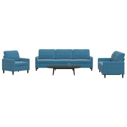 Set de canapele cu perne, 4 piese, albastru, catifea GartenMobel Dekor