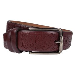 Curea barbati, eleganta, pentru costum, din piele naturala, Grena, 3.4cm - CK61VIS