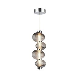 Lustră LED suspendată pe cablu BOLLA, 17W/230V, Ø 16 cm, crom lucios/gri fumuriu