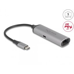 Adaptor USB type C la 5 Gigabit LAN RJ45 + PD 3.1 140W, Delock 81591