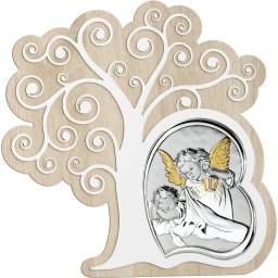 Icoana argintata Ingerul Pazitor - Inima - Pomul Vietii (Dimensiune icoana: 15 x 15 cm)