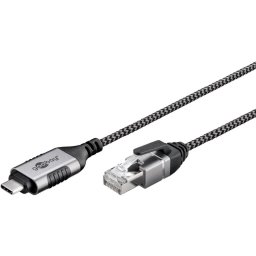 goobay Ethernet adapter cable USB-C 3.2 Gen2 > RJ-45, Slim (black/gray, 5 meters)