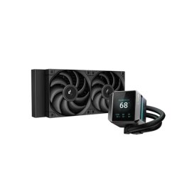 DeepCool CPU Water Cooler - MYSTIQUE 240 (max. 21dB; max. 123.09 m3/h; 2x12cm, afișaj LED, negru)