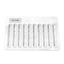 Capăt de freză de diamant pentru cuticule, flacără, brâu verde, 243/018G