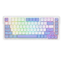 Tastatura Cyrus Pro, RGB LED, USB/USB Wireless/Bluetooth, Alb-Moc
