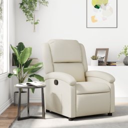 Fotoliu rabatabil, crem, piele ecologica GartenMobel Dekor