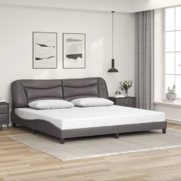 Cadru de pat cu tablie, gri, 200x200 cm, piele ecologica GartenMobel Dekor