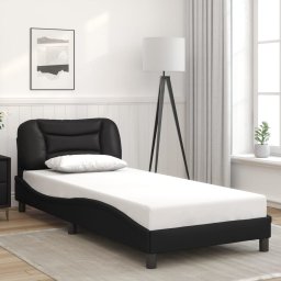 Cadru de pat cu tablie, negru, 90x200 cm, piele ecologica GartenMobel Dekor