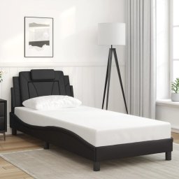 Cadru de pat cu tablie, negru, 90x200 cm, piele ecologica GartenMobel Dekor