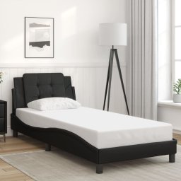 Cadru de pat cu tablie, negru, 90x200 cm, piele ecologica GartenMobel Dekor