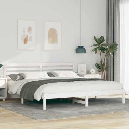 Cadru de pat cu headboard Alb 200 x 200 cm Lemn de brad solid GartenMobel Dekor