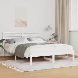 Cadru de pat cu headboard Alb 135 x 190 cm Lemn de brad solid GartenMobel Dekor