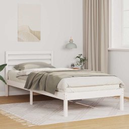 Cadru de pat cu headboard Alb 100 x 210 cm Lemn de brad solid GartenMobel Dekor