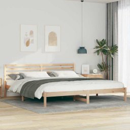 Cadru de pat cu headboard Maro 180 x 210 cm Lemn de brad solid GartenMobel Dekor