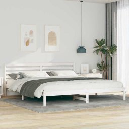 Cadru de pat cu headboard Alb 200 x 210 cm Lemn de brad solid GartenMobel Dekor