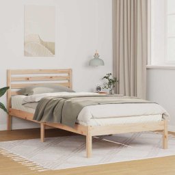 Cadru de pat cu headboard Maro 90 x 220 cm Lemn de brad solid GartenMobel Dekor