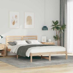 Cadru de pat cu headboard Maro 140 x 220 cm Lemn de brad solid GartenMobel Dekor