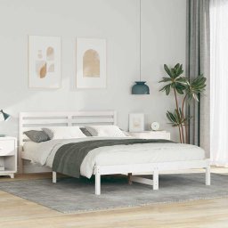 Cadru de pat cu headboard Alb 140 x 220 cm Lemn de brad solid GartenMobel Dekor