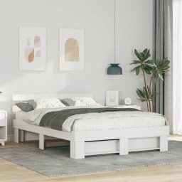 Cadru de pat cu headboard Alb 160 x 200 cm Lemn de brad solid GartenMobel Dekor