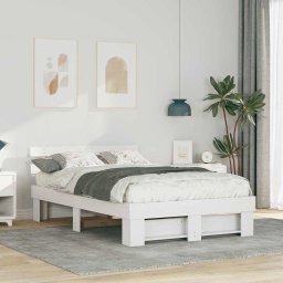 Cadru de pat cu headboard Alb 140 x 190 cm Lemn de brad solid GartenMobel Dekor