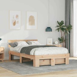 Cadru de pat cu headboard Maro 135 x 190 cm Lemn de brad solid GartenMobel Dekor