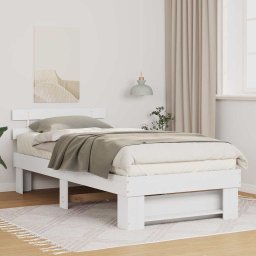 Cadru de pat cu headboard Alb 100 x 200 cm Lemn de brad solid GartenMobel Dekor