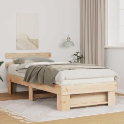 Cadru de pat cu headboard Maro 90 x 190 cm Lemn de brad solid GartenMobel Dekor