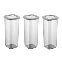 Set 3 cutii depozitare Kosova 964FRM1106, 1750 ml, 10x24,5 cm, Gri/Transparent