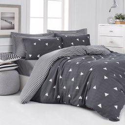 Lenjerie de pat Eponj Home 143EPJ4425, 65% bumbac, 35% poliester, 4 piese, Cearsaf pat 200x220 cm, Cearsaf plapuma 220x240 cm, Fata de perna 50x70 cm, Gri