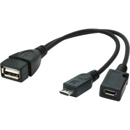 CABLU adaptor OTG GEMBIRD, pt. smartphone,Micro-USB2.0(T) la USB2.0(M),15cm,conectarea telef. la tastatura,mouse,HUB,port Micro-USB2.0(M) pt. extra power,negru A-OTG-AFBM-04 (timbru verde 0.08 lei)