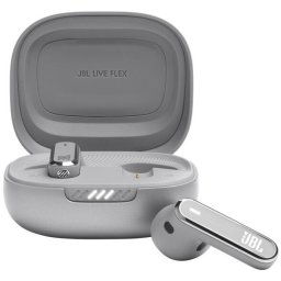 Casti in-ear true wireless JBL Live Flex, Noise Cancelling, Bluetooth 5.3, Touch Control, IP54, Dual Connect Multi Point, Argintiu