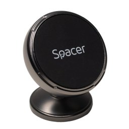 SUPORT auto magnetic SPACER pentru SmartPhone, fixare prin adeziv, Magnetic, 4 SuperMagneti N50, rotire 360 grade, negru
