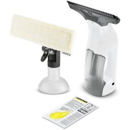 Aspirator pentru geamuri Karcher WV 1 Plus, autonomie 25 min, randament max. 70 m², rezervor 100 ml, recipient pulverizator cu laveta din microfibra, Alb-Negru
