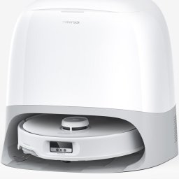 Robot de aspirare Roborock Qrevo Curv cu statie de incarcare, 18500 pa, aspirator, mop si statie inteligenta cu golire automata, 66W, Lidar, baterie 5200mAh, AdaptLift, asistent vocal, mop rotativ, Alb