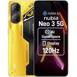 Telefon Mobil ZTE nubia Neo 3, Procesor Unisoc T8300 Octa-Core, IPS LCD Capacitive touchscreen 6.8", 8GB RAM, 256GB Flash, Camera Duala 50 + 2 MP, 5G, Wi-Fi, Dual Sim, Android, Galben