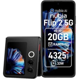 Telefon Mobil ZTE nubia Flip 2, Procesor Mediatek Dimensity 7300X Octa-Core, Foldable OLED Capacitive touchscreen 6.9", 8GB RAM, 256GB Flash, Camera Duala 50 + 2 MP, 5G, Wi-Fi, Dual Sim, Android, Negru