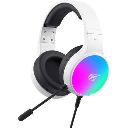 Casti gaming cu microfon Havit H2043U, surround 7.1 virtual, iluminare RGB, difuzoare 50mm, control volum, conectare prin USB, Alb-Negru