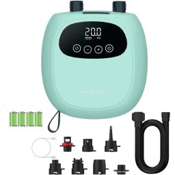 Pompa electrica cu acumulator Dwndpump D16PRO pentru SUP, Caiac, Kite, Saltea, 20PSI, 2600mAh, umflare 2 etape, Umflare-Dezumflare, 7 adaptoare, USB-C