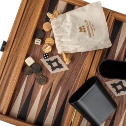 Set joc table backgammon lemn cu aspect de nuc , 30 x 20 cm