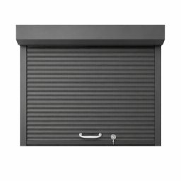 Usa de garaj rulou aluminiu antracit lamela 55 mm actionare manuala cu arc si incuietoare cu cheie