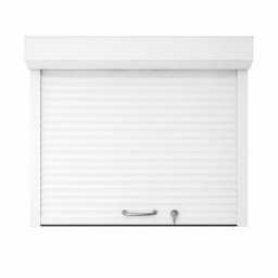 Usa de garaj rulou aluminiu alb lamela 55 mm actionare manuala cu arc si incuietoare cu cheie