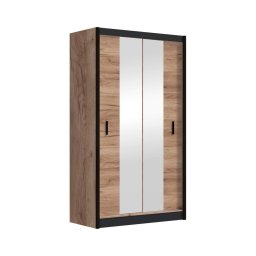Dulap MIRO 120x215 cm cu oglindă, stejar craft/negru