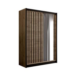 Dulap SANTINO cu oglindă 150x215 cm stejar craft/negru