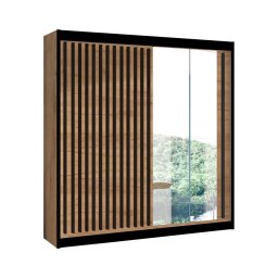 Dulap cu oglindă SANTINO 203x215 cm, stejar craft/negru