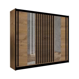 Dulap cu oglindă SANTINO 250x215 cm stejar craft/negru