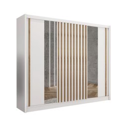 Dulap SANTINO cu oglindă 250x215 cm alb/stejar craft