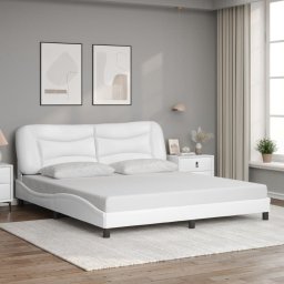 Cadru de pat cu tablie, alb, 180x200 cm, piele ecologica GartenMobel Dekor