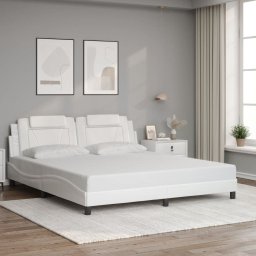 Cadru de pat cu tablie, alb, 180x200 cm, piele ecologica GartenMobel Dekor